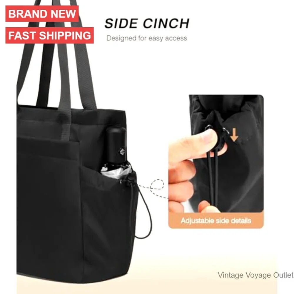 Large Tote Bag with Zipper, 16L Capacity, Lightweight Polyester for Work Travel - Picture 6 of 7